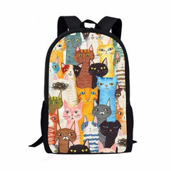 Cats Dogs Pattern School Backpack Children Boys Girls Bookbag Kids Rucksack
