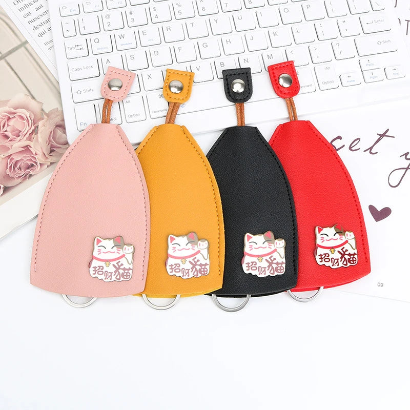 Cats Unisex PU Leather Key Bag Housekeepers Car Key Holder Case
