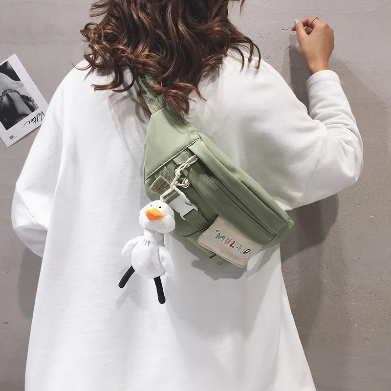 Canvas Chest Bag for Girls Casual Phone Pouch