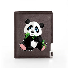 Chinese Giant Panda Leather Wallet Slim Credit Card/ID Holders Short Purses