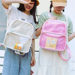 Clear Transparent Women PVC Backpack Jelly Schoolbags