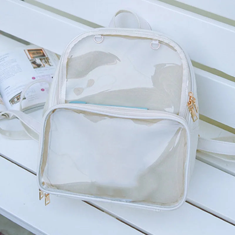 Clear Transparent Women PVC Backpack Jelly Schoolbags