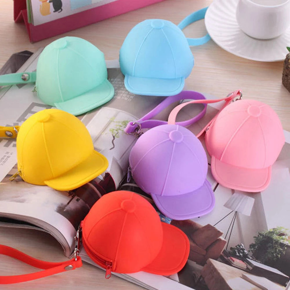 Cute Coin Purse Cartoon Candy Baseball Cap Coin Case Mini Key Case Silicone Sma