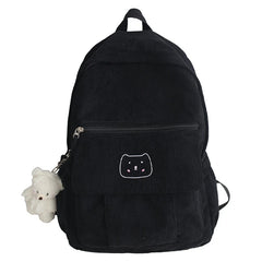 Corduroy Women Backpack Solid Female Student Schoolbag for Teenage