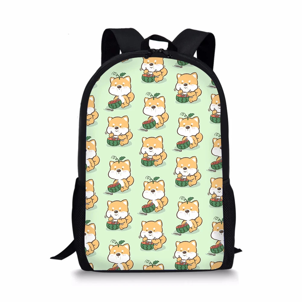Corgi Dog Pattern Kids Schoolbag Party Cartoon Animal Dogs Backpack