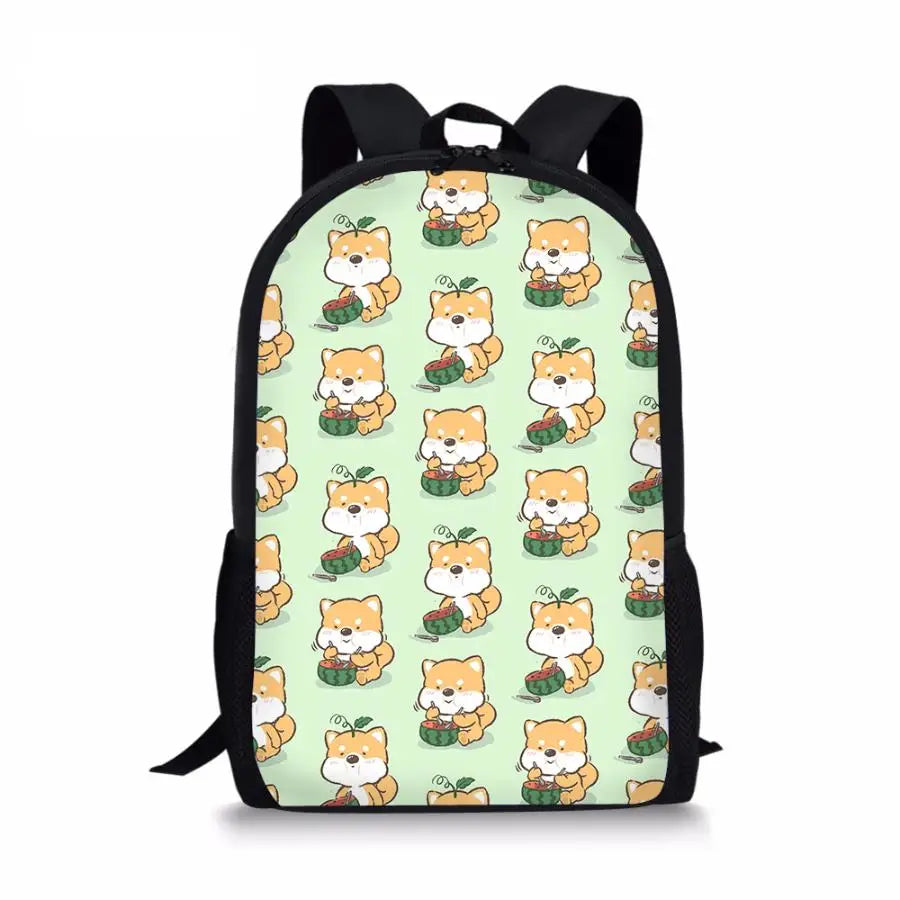 Corgi Dog Pattern Kids Schoolbag Party Cartoon Animal Dogs Backpack
