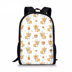 Corgi Dog Pattern Kids Schoolbag Party Cartoon Animal Dogs Backpack