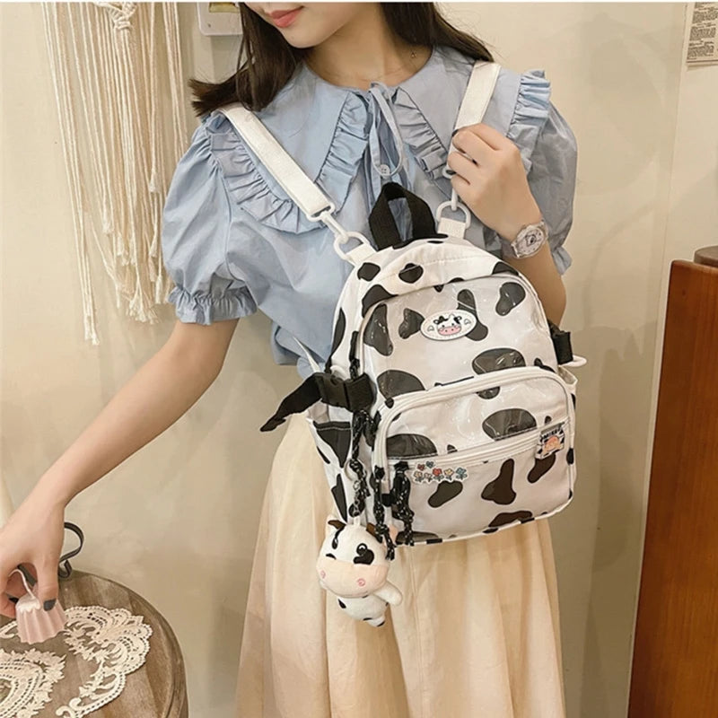 Cow Backpack with Pendants Small Casual Daypack