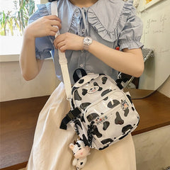 Cow Backpack with Pendants Small Casual Daypack