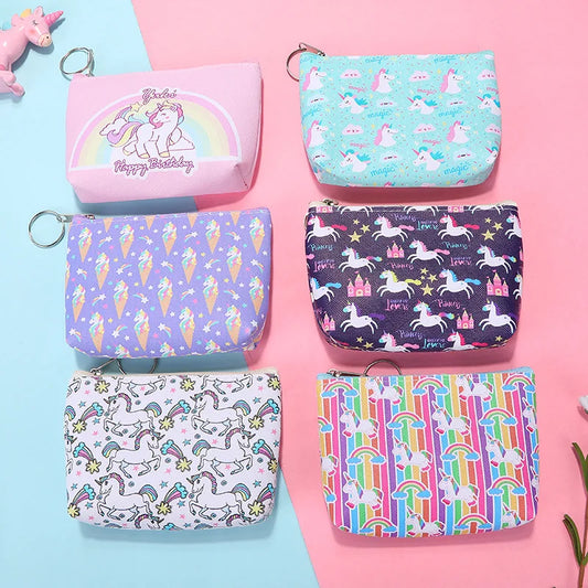 Cartoon Unicorn Kids Coin Purse Earphone Key Coin Bag Women Wallet