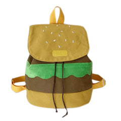 Canvas/Plush Hamburger Backpack for Women