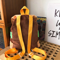 Canvas/Plush Hamburger Backpack for Women