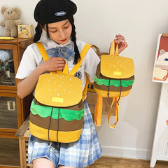 Canvas/Plush Hamburger Backpack for Women