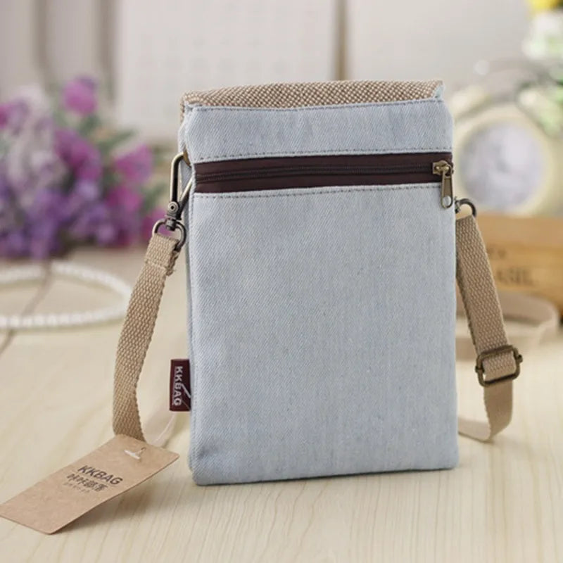 Canvas Cross-body Shoulder Bag for Mobile Phone