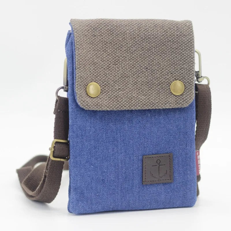 Canvas Cross-body Shoulder Bag for Mobile Phone