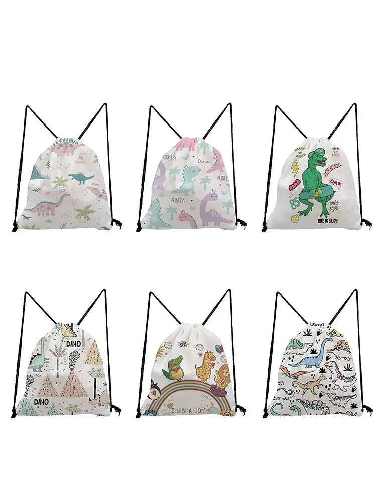 Dinosaur Drawstring Bag Girls Backpack Teenager Storage Bags