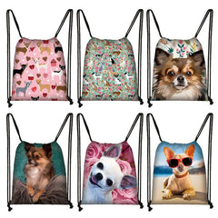 Chihuahua Print Drawstring Bag for Women, Teens & Girls