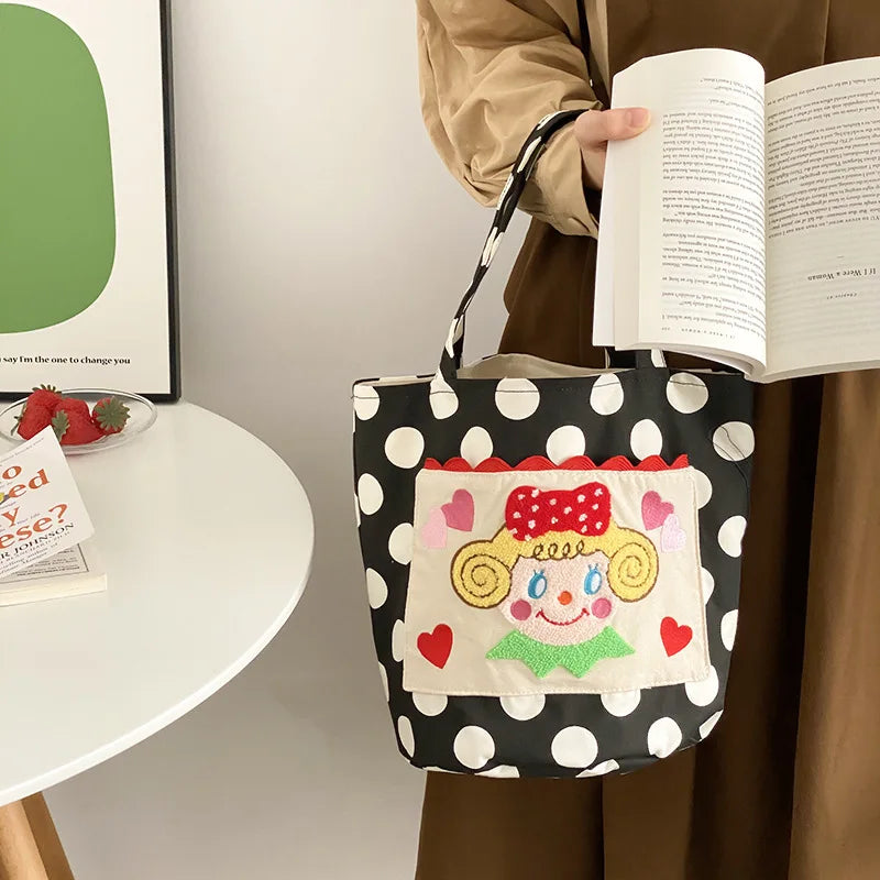 Polka Dot Bucket Bag Women's Shoulder Handbag