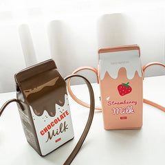 Milk Cartoon Printing Shoulder Bag Women Coin Phone Purses