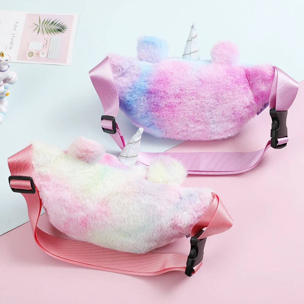 Cartoon Plush Waist Bag Kids Fanny Pack Women Belt Bag
