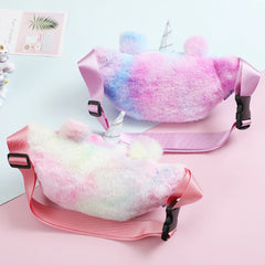 Cartoon Plush Waist Bag Kids Fanny Pack Women Belt Bag