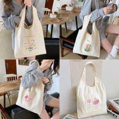 Flamingo Shape Foldable Shopping Vest Bag Reusable Canvas Tote Bag