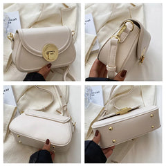 Small Flap Crossbody Bag Purse PU Leather Shoulder Zipper