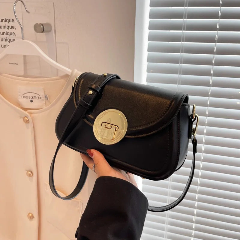 Small Flap Crossbody Bag Purse PU Leather Shoulder Zipper