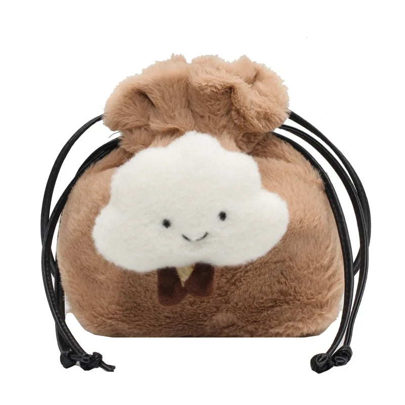 Fluffy Cloud Plush Bag Winter Women One Shoulder Bucket Bag