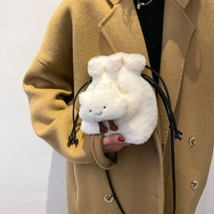 Fluffy Cloud Plush Bag Winter Women One Shoulder Bucket Bag