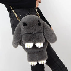 Cute Rabbit Fur Pompoms Sling Bag for Women