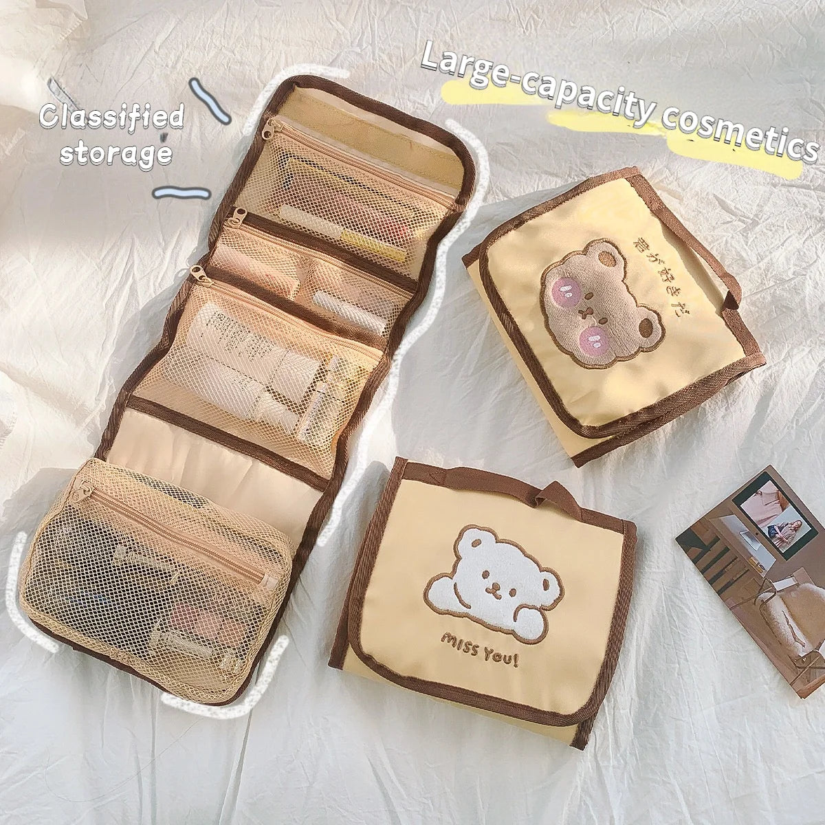 Portable Makeup Organizer Travel Cosmetic Bag Storage Large Capacity