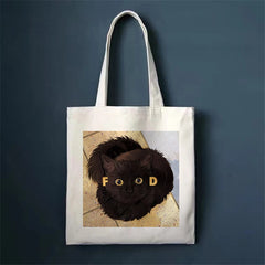 Funny Cat Print Shopper Bags High Capacity Canvas Tote Bag