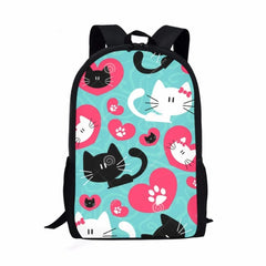 Funny Dog Cat Pattern Students Backpack Waterproof School Bag for Girls