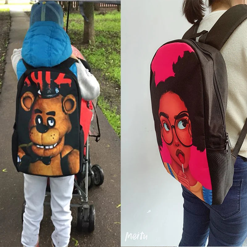 Funny Dog Cat Pattern Students Backpack Waterproof School Bag for Girls