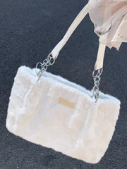 Furry Casual Tote Bag Love Heart Sweet Shoulder Plush Handbag