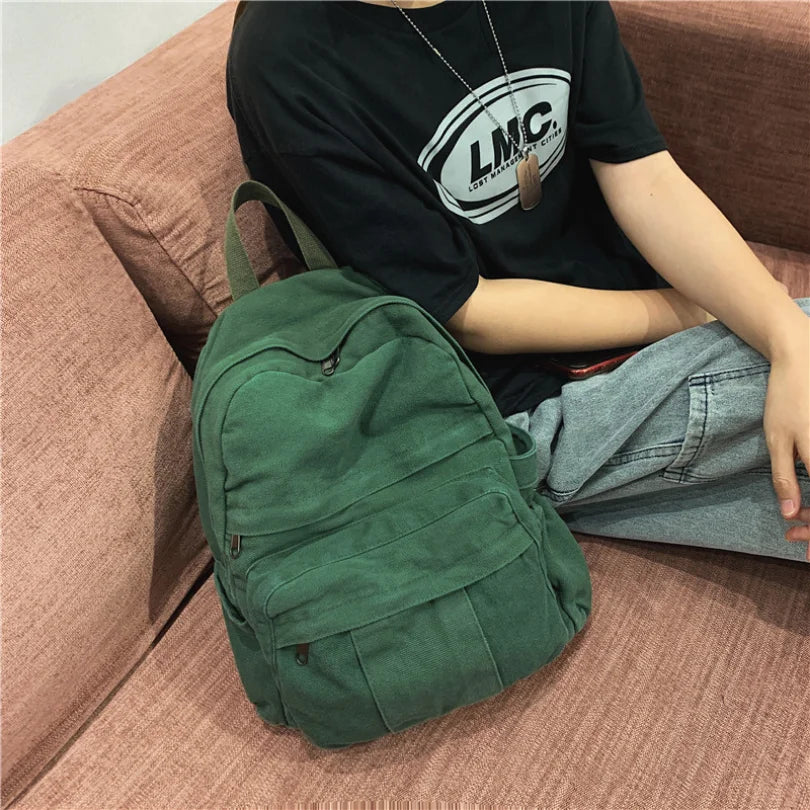 Casual Canvas Girl Backpack for Teenage Girls