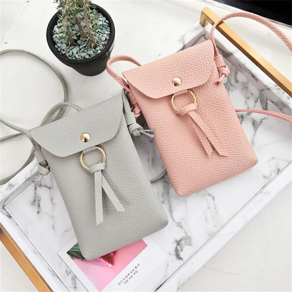 Women's Mini Shoulder Bag Solid Color Cell Phone Key Case Purse