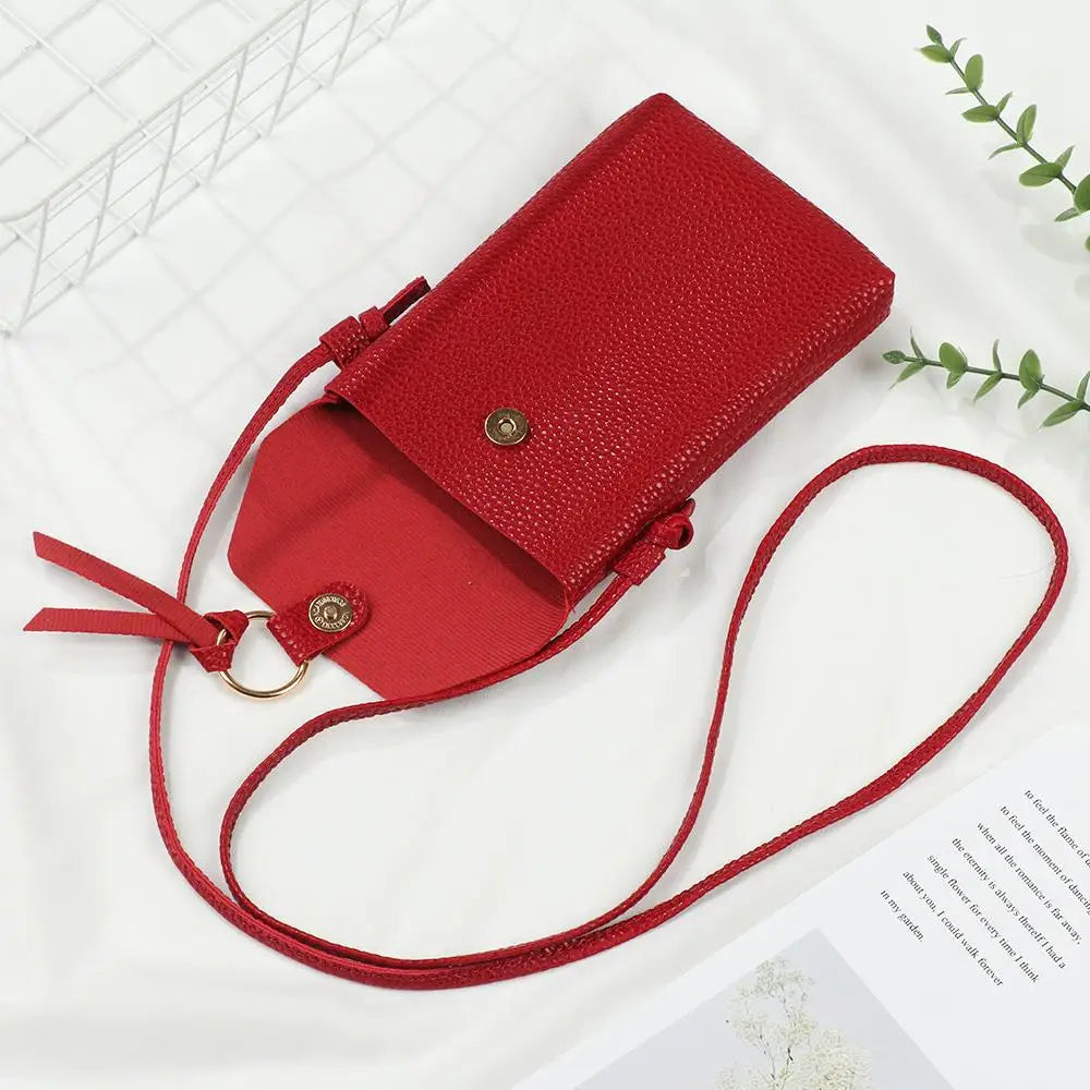 Women's Mini Shoulder Bag Solid Color Cell Phone Key Case Purse