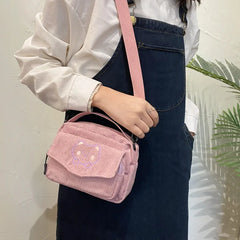 Harajuku Corduroy Canvas Messenger Bag Small Travel Purses Satchel