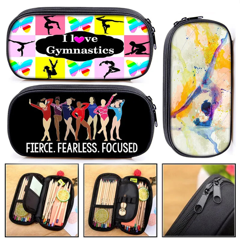 Gymnastics Art Print Cosmetic Case Pencil Box Girls Stationary