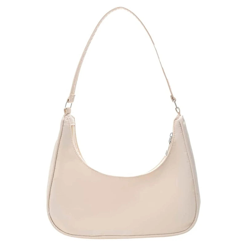 Nylon Hobo Tote Handbag Small Shoulder Bag with Zipper Closure