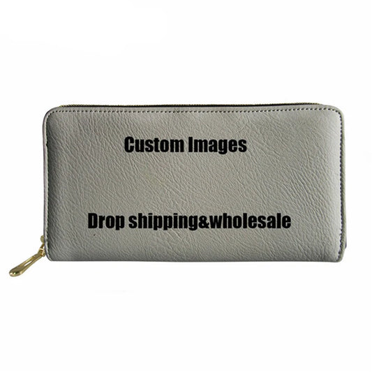 Horse Print Leather Wallet Women Long Zipper Wallets Coin Purse Pouch