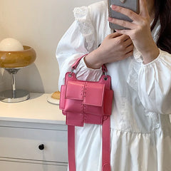Ins Solid Woven Shoulder Bags for Women Personalized Portable Versatile Handbag