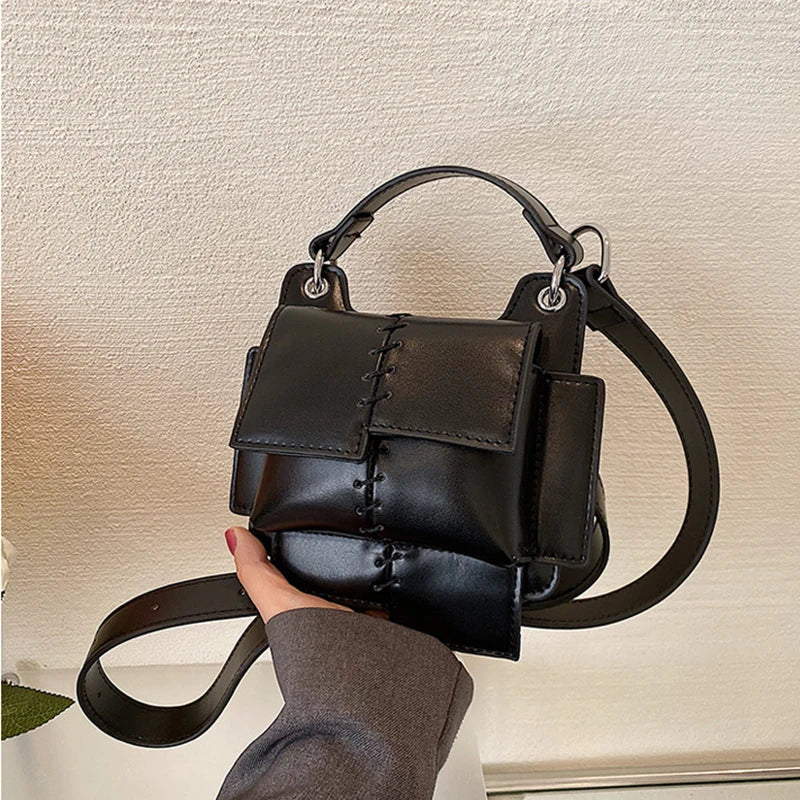 Ins Solid Woven Shoulder Bags for Women Personalized Portable Versatile Handbag