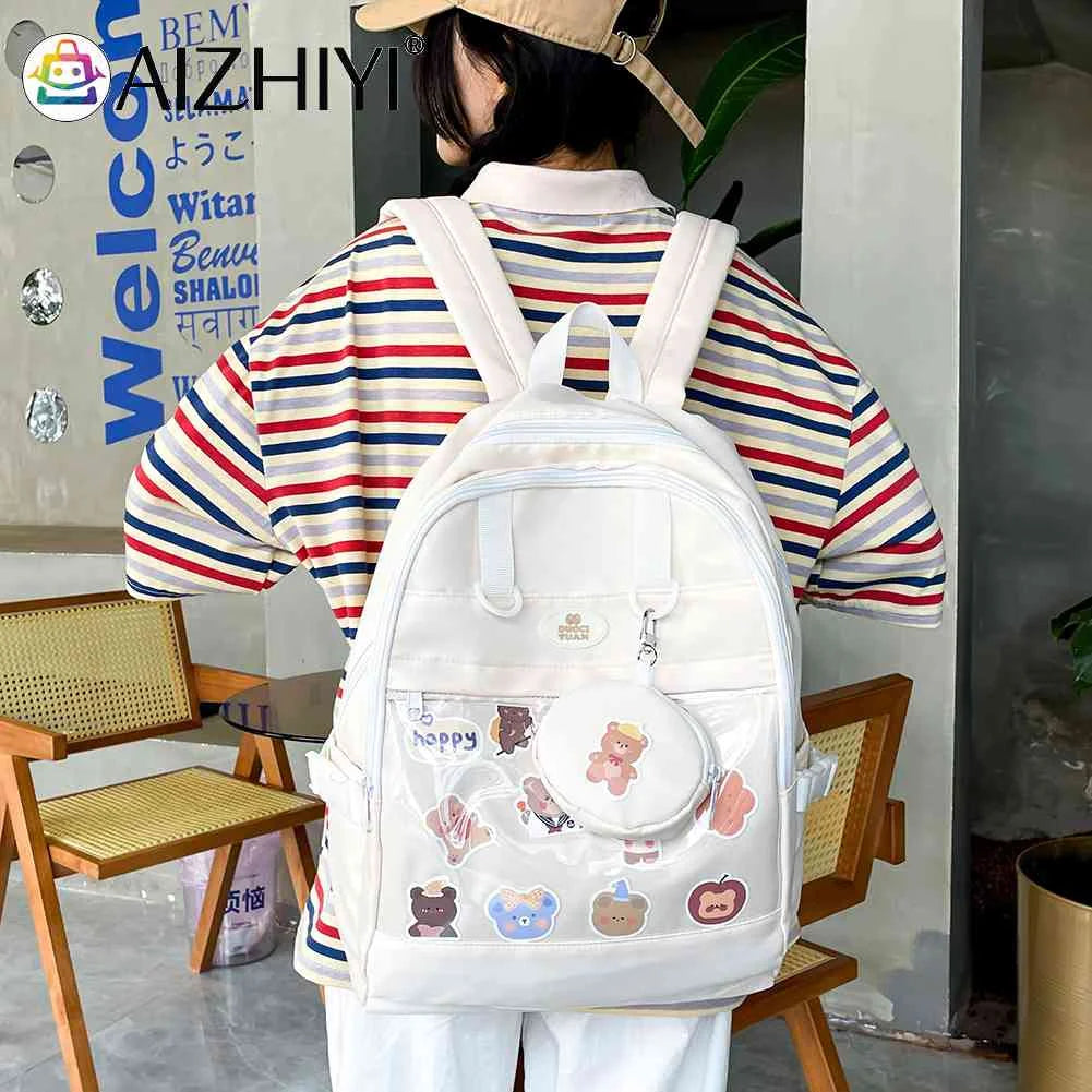 Japanese Preppy Style Ita Bag Backpack Transparent Travel School Bag