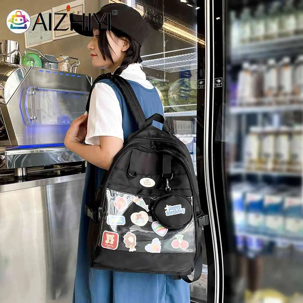 Japanese Preppy Style Ita Bag Backpack Transparent Travel School Bag