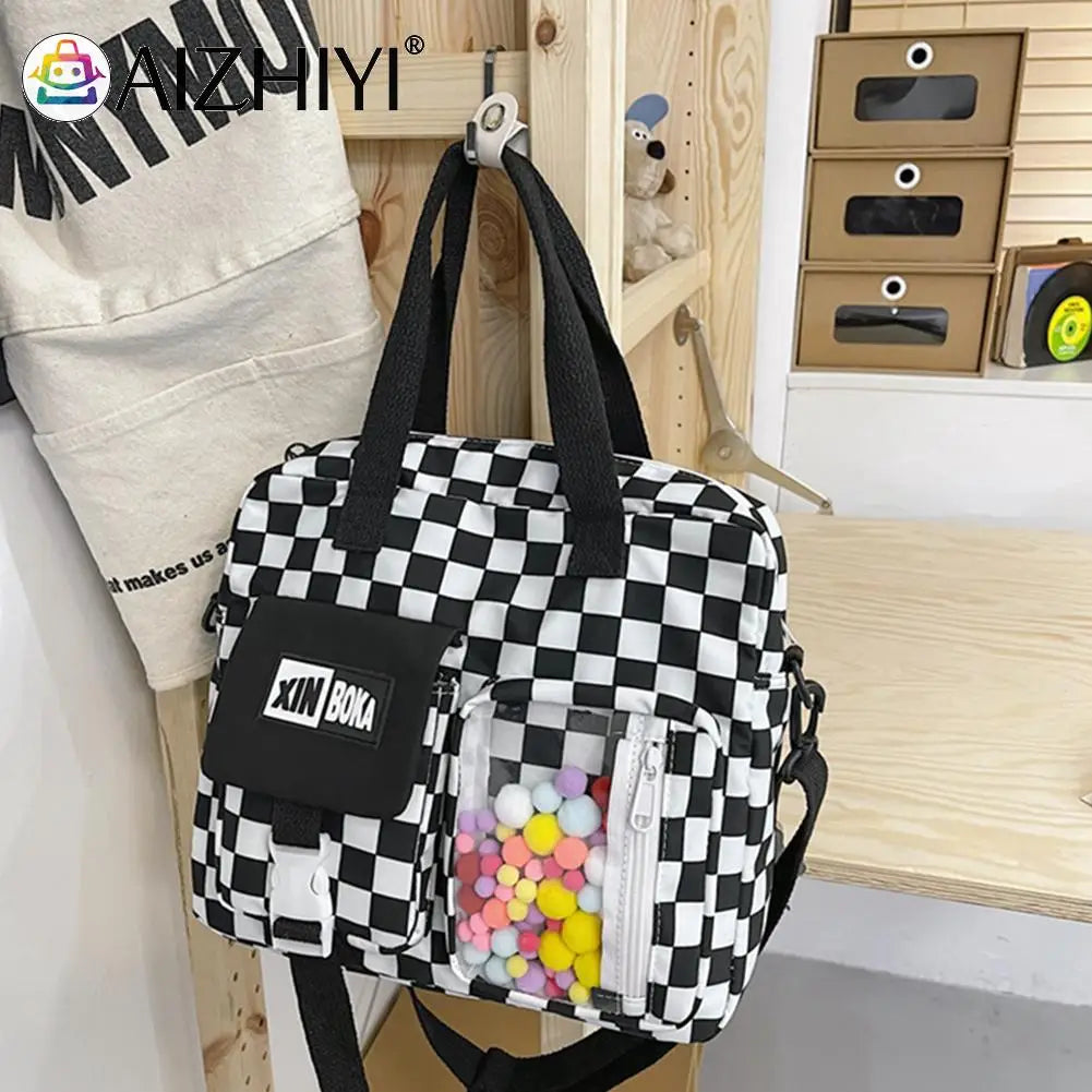 Japanese Plaid Shoulder Backpack Large Capacity Student Girl Travel Schoolbag