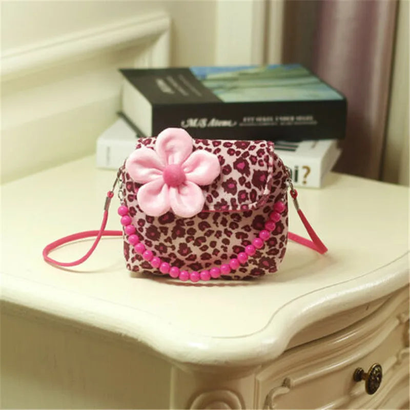 Girls Flower Cross-body Bag Beaded Tote Handbag Gift