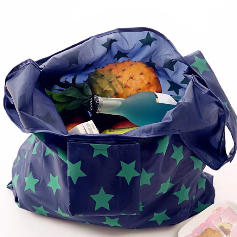 Lady Grocery Foldable Bag Square Shopping Storage Reusable Eco-friendly Tote Bag